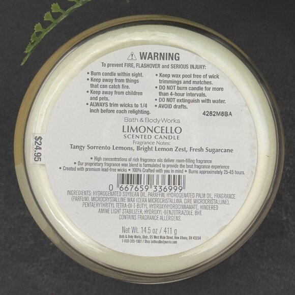 BBW Limoncello (Lemon) Bath & Body Works 3 Wick Candle - Picture 10 of 10